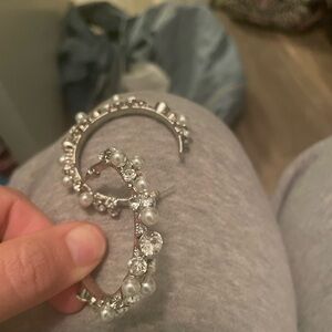 Elegant Silver and Pearl Hoop Earrings